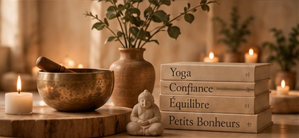 Bol chantant, livres et bougies